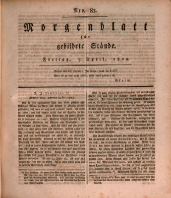 Morgenblatt für gebildete Stände Freitag 7. April 1809