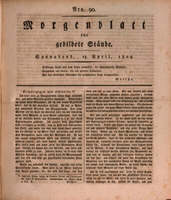 Morgenblatt für gebildete Stände Samstag 15. April 1809