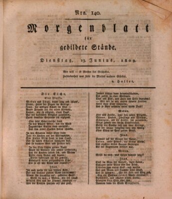 Morgenblatt für gebildete Stände Dienstag 13. Juni 1809