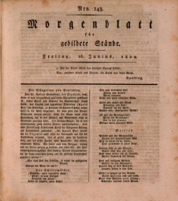 Morgenblatt für gebildete Stände Freitag 16. Juni 1809