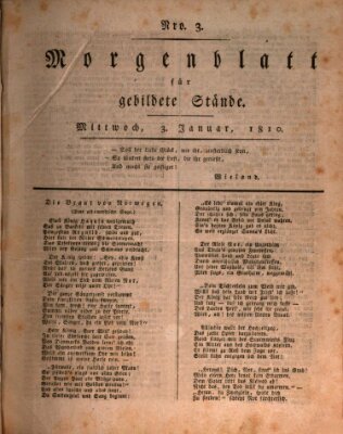 Morgenblatt für gebildete Stände Mittwoch 3. Januar 1810