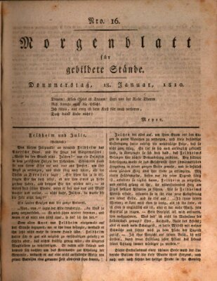 Morgenblatt für gebildete Stände Donnerstag 18. Januar 1810