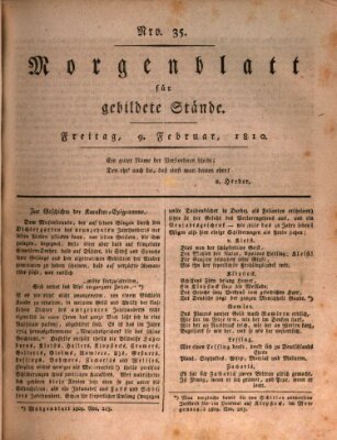 Morgenblatt für gebildete Stände Freitag 9. Februar 1810