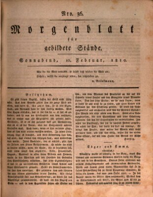 Morgenblatt für gebildete Stände Samstag 10. Februar 1810