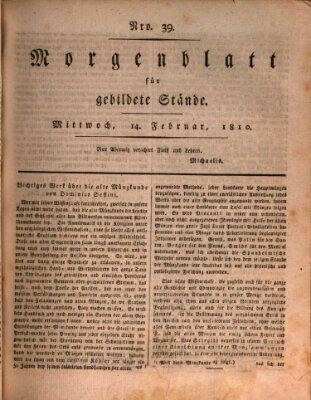 Morgenblatt für gebildete Stände Mittwoch 14. Februar 1810