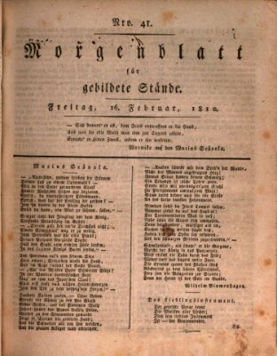 Morgenblatt für gebildete Stände Freitag 16. Februar 1810