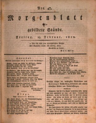 Morgenblatt für gebildete Stände Freitag 23. Februar 1810