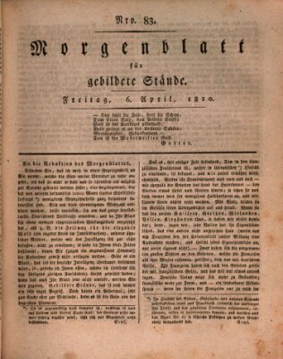 Morgenblatt für gebildete Stände Freitag 6. April 1810