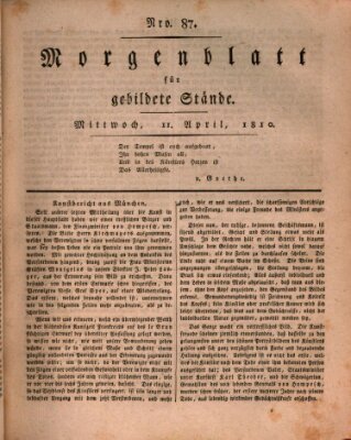 Morgenblatt für gebildete Stände Mittwoch 11. April 1810