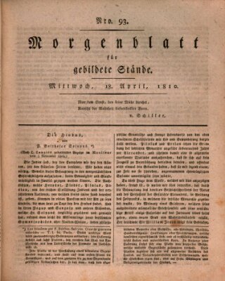 Morgenblatt für gebildete Stände Mittwoch 18. April 1810