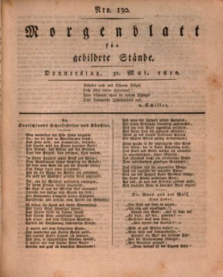 Morgenblatt für gebildete Stände Donnerstag 31. Mai 1810