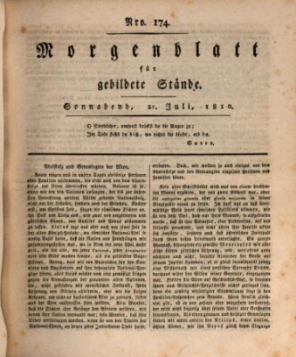 Morgenblatt für gebildete Stände Samstag 21. Juli 1810