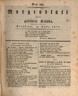 Morgenblatt für gebildete Stände Dienstag 31. Juli 1810