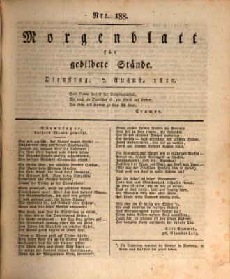 Morgenblatt für gebildete Stände Dienstag 7. August 1810