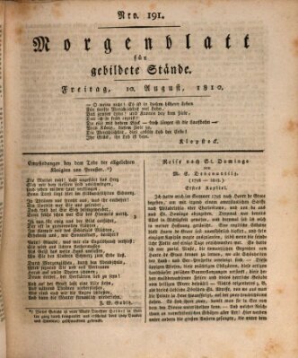 Morgenblatt für gebildete Stände Freitag 10. August 1810