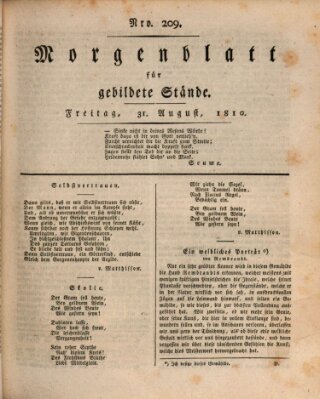 Morgenblatt für gebildete Stände Freitag 31. August 1810