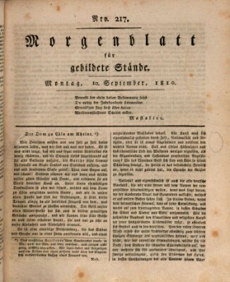 Morgenblatt für gebildete Stände Montag 10. September 1810