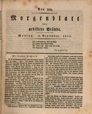 Morgenblatt für gebildete Stände Montag 17. September 1810