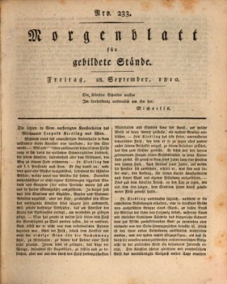 Morgenblatt für gebildete Stände Freitag 28. September 1810