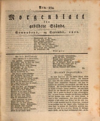 Morgenblatt für gebildete Stände Samstag 29. September 1810