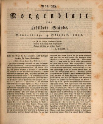 Morgenblatt für gebildete Stände Donnerstag 4. Oktober 1810