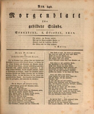 Morgenblatt für gebildete Stände Samstag 6. Oktober 1810