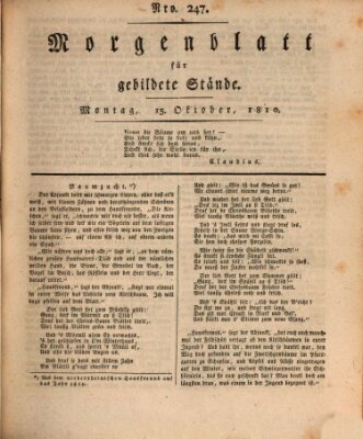 Morgenblatt für gebildete Stände Montag 15. Oktober 1810