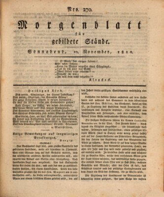 Morgenblatt für gebildete Stände Samstag 10. November 1810