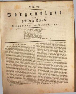 Morgenblatt für gebildete Stände Donnerstag 31. Januar 1811