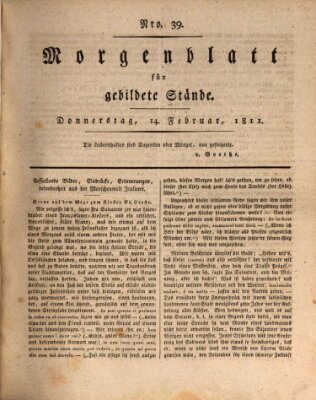 Morgenblatt für gebildete Stände Donnerstag 14. Februar 1811