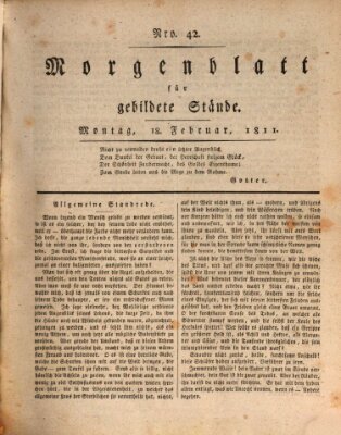 Morgenblatt für gebildete Stände Montag 18. Februar 1811