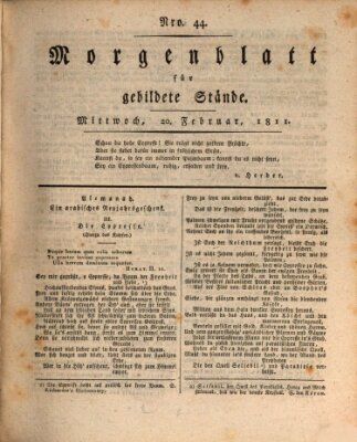 Morgenblatt für gebildete Stände Mittwoch 20. Februar 1811