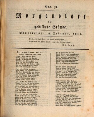 Morgenblatt für gebildete Stände Donnerstag 28. Februar 1811