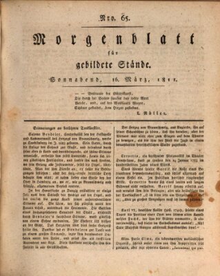 Morgenblatt für gebildete Stände Samstag 16. März 1811