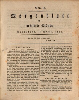 Morgenblatt für gebildete Stände Samstag 6. April 1811