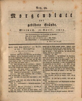 Morgenblatt für gebildete Stände Mittwoch 17. April 1811