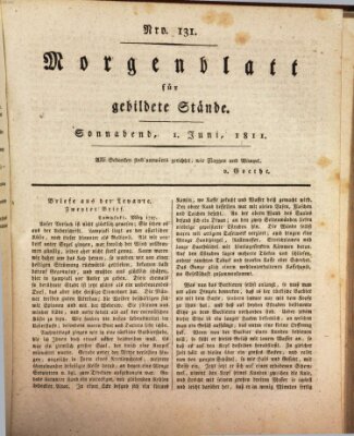 Morgenblatt für gebildete Stände Samstag 1. Juni 1811