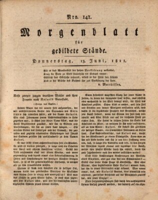 Morgenblatt für gebildete Stände Donnerstag 13. Juni 1811