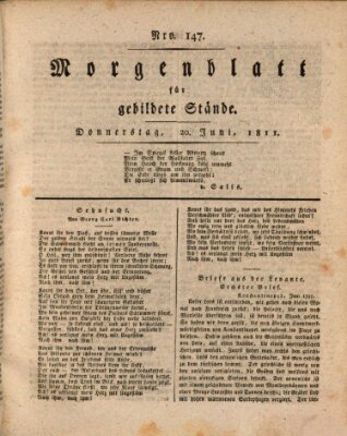 Morgenblatt für gebildete Stände Donnerstag 20. Juni 1811