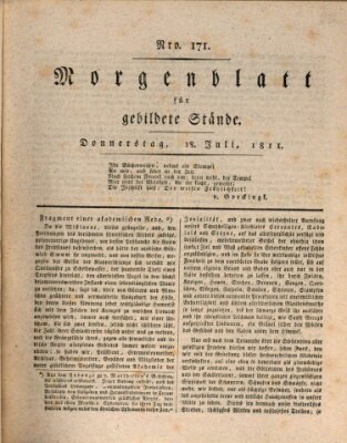 Morgenblatt für gebildete Stände Donnerstag 18. Juli 1811