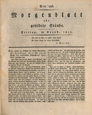 Morgenblatt für gebildete Stände Freitag 16. August 1811