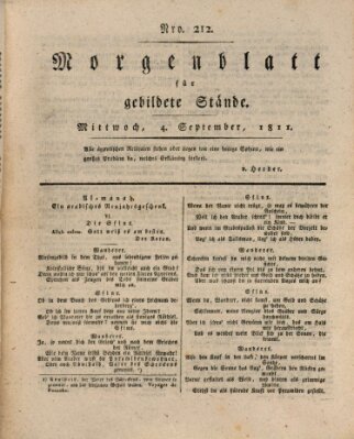 Morgenblatt für gebildete Stände Mittwoch 4. September 1811