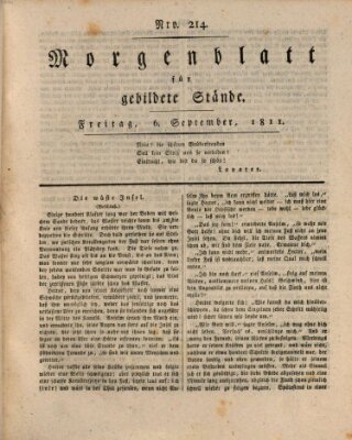 Morgenblatt für gebildete Stände Freitag 6. September 1811