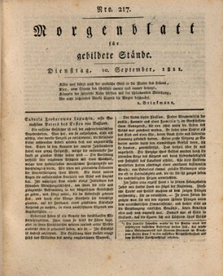 Morgenblatt für gebildete Stände Dienstag 10. September 1811