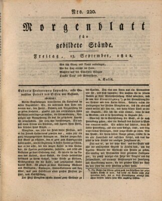 Morgenblatt für gebildete Stände Freitag 13. September 1811