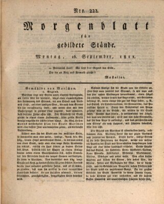 Morgenblatt für gebildete Stände Montag 16. September 1811