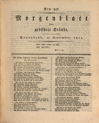 Morgenblatt für gebildete Stände Samstag 21. September 1811