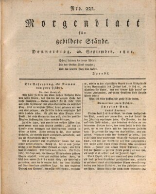 Morgenblatt für gebildete Stände Donnerstag 26. September 1811