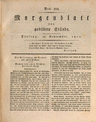 Morgenblatt für gebildete Stände Freitag 27. September 1811