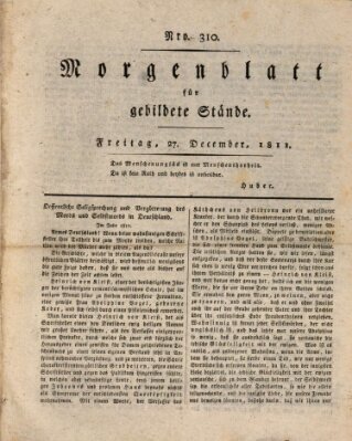 Morgenblatt für gebildete Stände Freitag 27. Dezember 1811